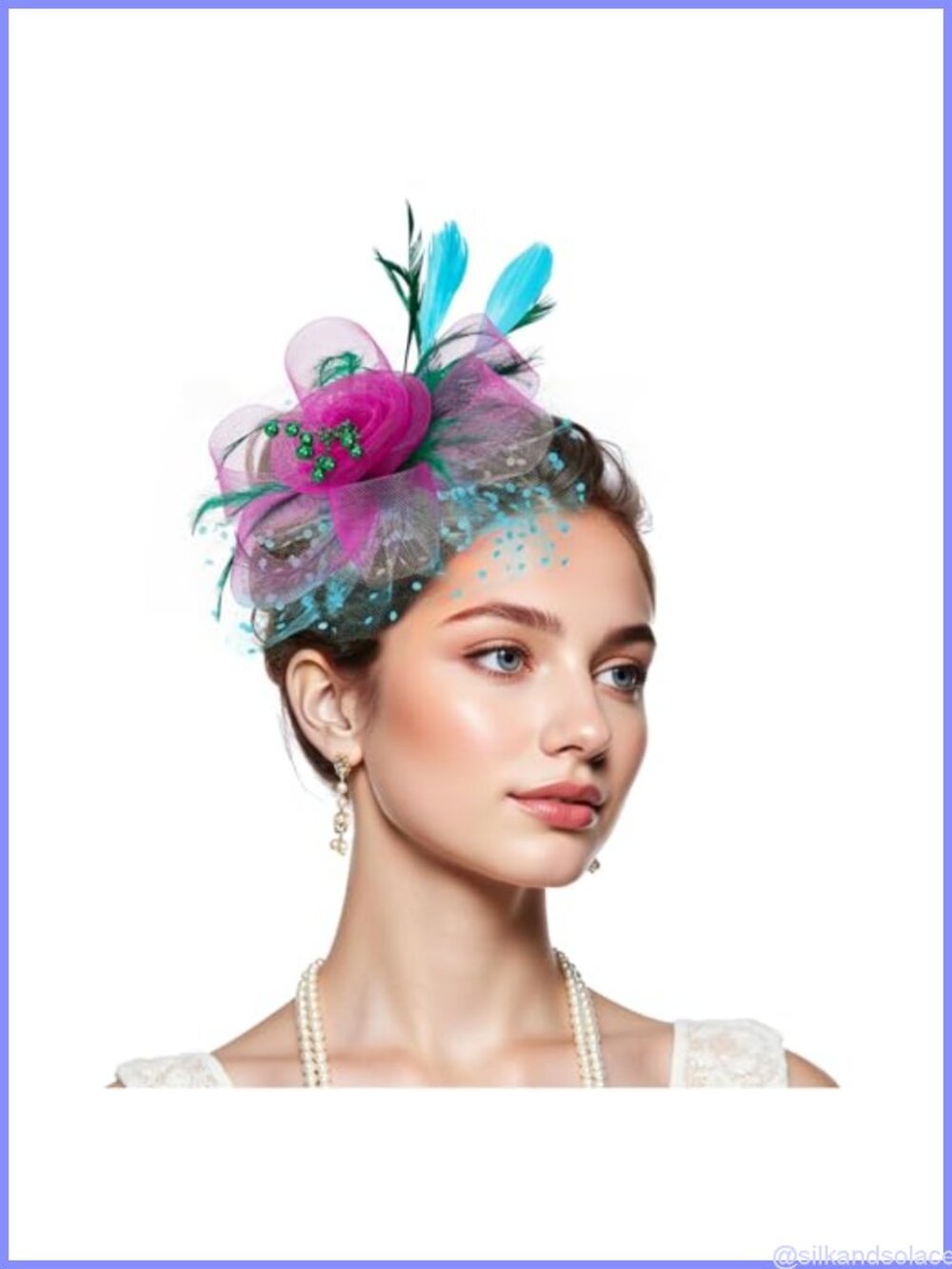 Kentucky Derby Fascinator Hat Mesh Flower Feathers Headband Hair Clip Tea Party